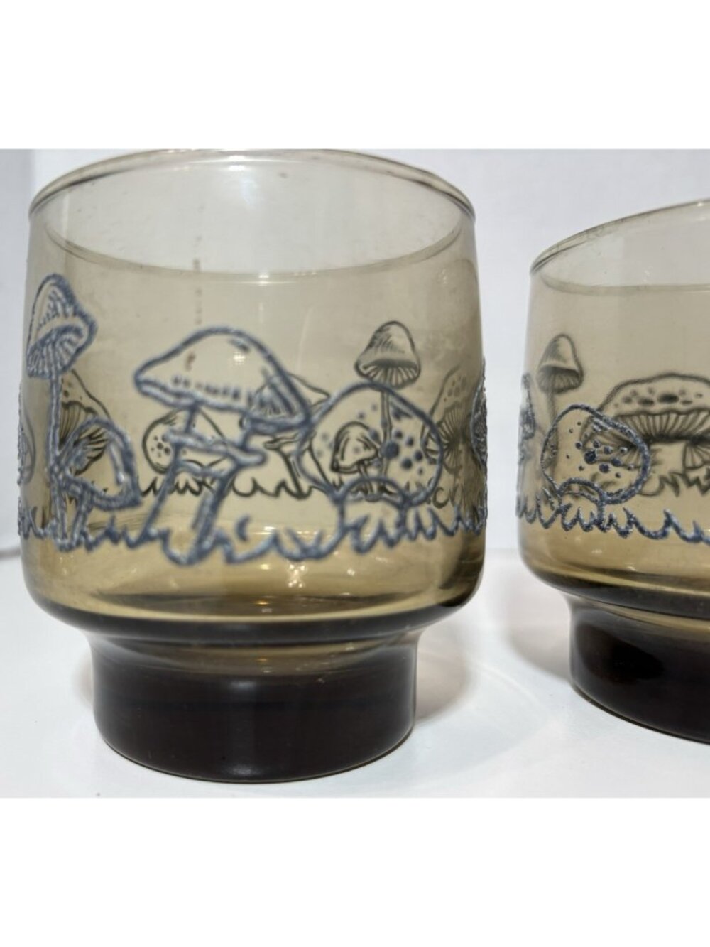 Vintage Libbey 3 Pc Tawny Mushroom Glasses Smoke Brown Drinking Water Glass 8 oz - Picture 4 of 7